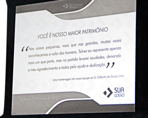 Placa de Homenagem - Homenagem Brasil