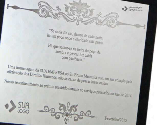 Placa de Homenagem - Homenagem Brasil