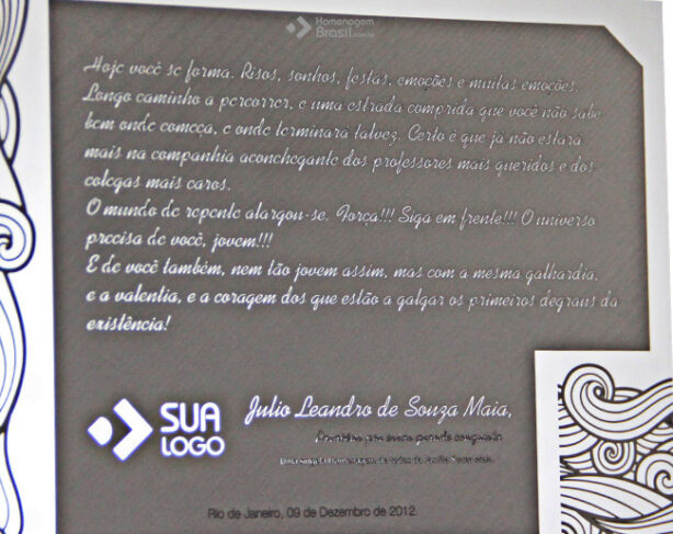 Placa de Homenagem - Homenagem Brasil