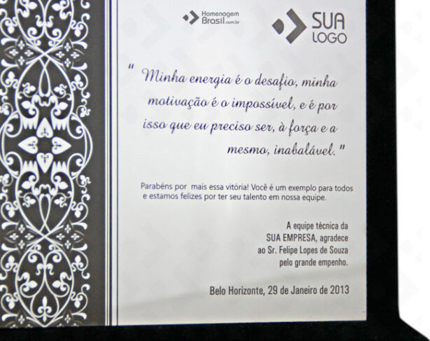 Placa de Homenagem - Homenagem Brasil