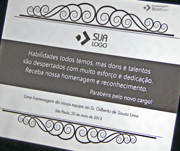 Placa de Homenagem - Homenagem Brasil