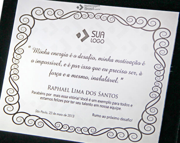 Placa de Homenagem - Homenagem Brasil